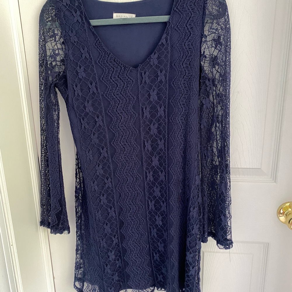 Lace Long Sleeve Mini Dress (S)